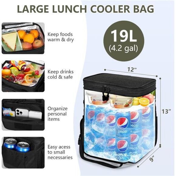 Tactical Lunch Box for Men,Large Insulated Waterproof Reusable Cooler Bag 24can - Picture 2 of 7